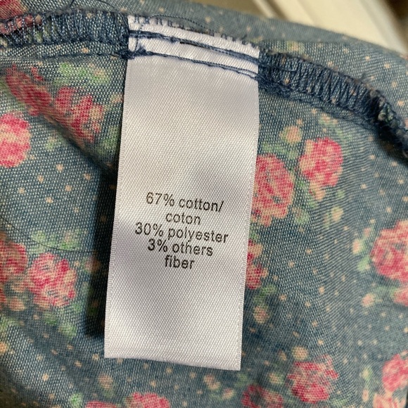 Floral Denim Long Sleeve Snapup Shirt Sz 0 PlusNWT - Picture 5 of 6